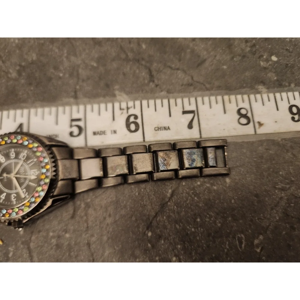 Joan Rivers Black Watch Stainless Steel Band Rhinestone Accent Elegant Timepiece